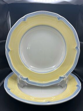 VILLEROY & BOCH Casa Azul Limone Salad Or Soup 9” Bowls Excellent